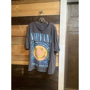 NIRVANA Tee 1X/2X Large Come As You Are Smiley Face Band Shirt Graphic
